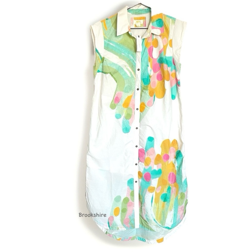 Anthropologie Maeve The Lillian Cap Sleeve Shirt Dress Mint Size Medium